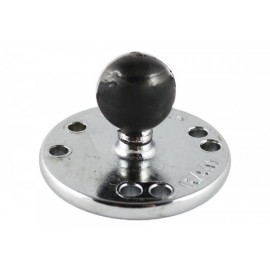 CHROME ROUND BASE PLATE WITH 1 INCH B-BALL - 2.5 INCH PLATE DIAMETER